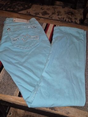 Miss Me "Cuffed Skinny" Sz.26". Soft Teal.(#3036D) JE 1086Y4.